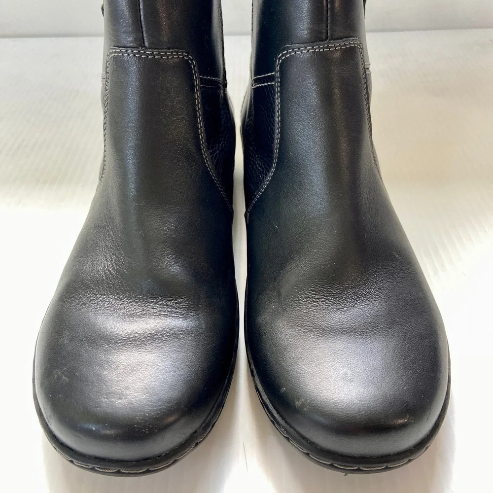 Clarks Cora Grace Ankle Booties Black Leather Womens 8.5 M